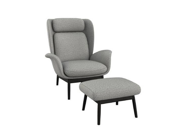 Ohrensessel FLEXLUX Padova Scandic Design Sessel, erstklassiger Sitz- und Wohlfühlkomfort , grau (sophisto grau), B:92cm H:99cm T:103cm, 100% Polyester, Sessel, Stil & Komfort, organische Form, Ledenstütze integriert, Fuß schwarz von BAUR