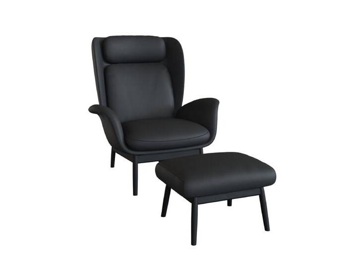 Ohrensessel FLEXLUX Padova Scandic Design Sessel, erstklassiger Sitz- und Wohlfühlkomfort , schwarz (deep schwarz), B:92cm H:99cm T:103cm, 100% Echteder, Sessel, Stil & Komfort, organische Form, Ledenstütze integriert, Fuß schwarz von BAUR