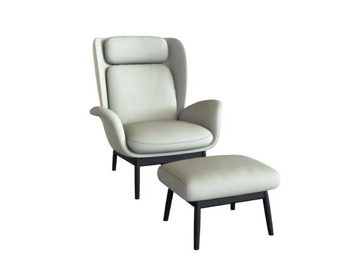 Ohrensessel FLEXLUX Padova Scandic Design Sessel, erstklassiger Sitz- und Wohlfühlkomfort , weiß (warm weiß), B:92cm H:99cm T:103cm, 100% Echteder, Sessel, Stil & Komfort, organische Form, Ledenstütze integriert, Fuß schwarz von BAUR