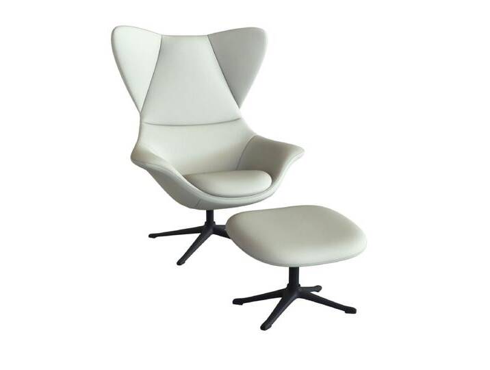 Ohrensessel FLEXLUX Stilo Relaxsessel, TV-Sessel , weiß (warm weiß), B:90cm H:115cm T:88cm, 100% Echteder, Sessel, Solitär, Stil-Ikone, drehbar, Fuß schwarz von BAUR