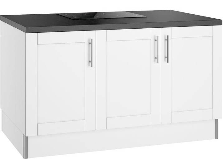 Pantryküche KOCHSTATION KS-Ahus , schwarz-weiß (front: weiß matt, korpus: weiß, arbeitsplatte: granit schwarz), B:150cm H:90,8cm T:95cm, Komplettküchen-Sets, Singleküche, Kücheninsel, Breite 150 cm, wahlweise mit Kochfeld von BAUR