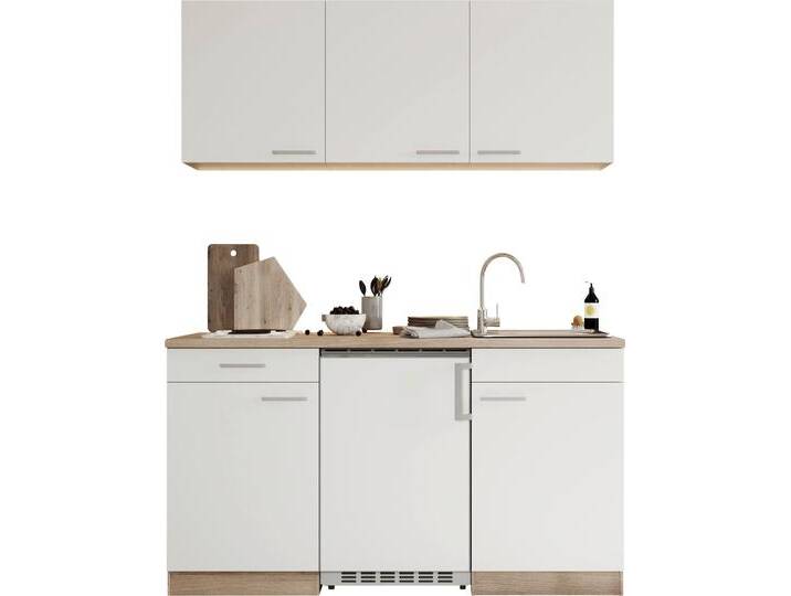 Pantryküche RESPEKTA Luis, Duo Kochfeld, wahlweise mit Mikrowelle, Korpus Eiche Sägerau , weiß (küche: weiß, front: weiß, korpus: eiche sägerau nachbildung, arbeitsplatte: eiche sägerau nachbildung), B:150cm H:200cm T:60cm, Komplettküchen-Sets, Küchenzeile, Breite 150 cm, in exclusiver Konfiguration für OTTO von BAUR