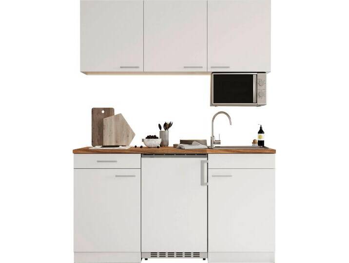 Pantryküche RESPEKTA Luis, mit Duo Kochfeld, wahlweise mit Mikrowelle, Korpus Weiß , weiß (küche: weiß, front: weiß, korpus: eiche sägerau nachbildung, arbeitsplatte: eiche sägerau nachbildung), B:150cm H:200cm T:60cm, Komplettküchen-Sets, Küchenzeile, Breite 150 cm, in exclusiver Konfiguration für OTTO von BAUR