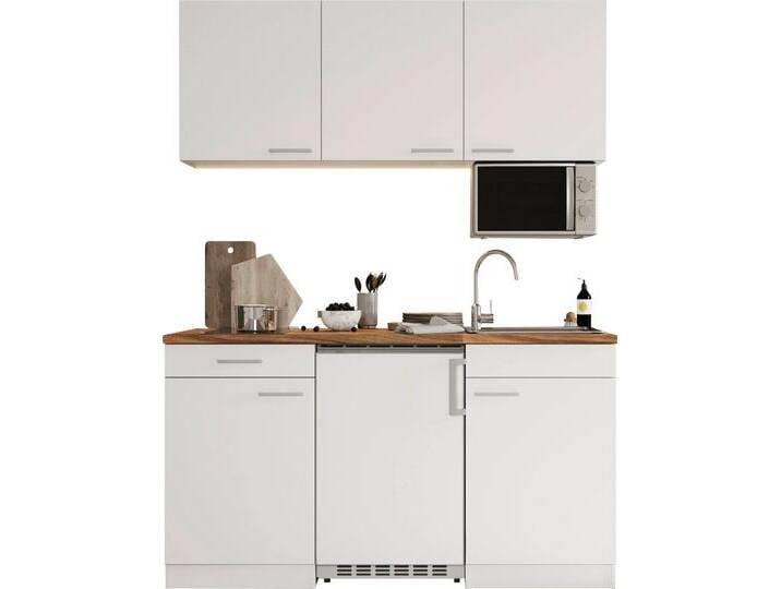 Pantryküche RESPEKTA Luis, mit Glaskeramikkochfeld, wahlweise mit Mikrowelle, Korpus Weiß , weiß (küche: weiß, front: weiß, korpus: eiche sägerau nachbildung, arbeitsplatte: eiche sägerau nachbildung), B:150cm H:200cm T:60cm, Komplettküchen-Sets, Küchenzeile, Breite 150 cm, in exclusiver Konfiguration für OTTO von BAUR