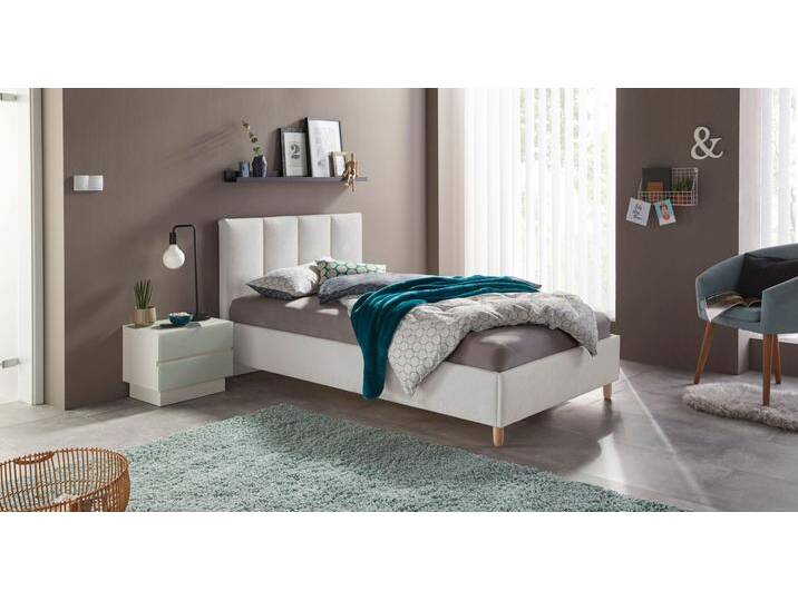 Polsterbett, beige (creme), Strukturstoff, Liegefläche B/L: 100cm x 200cm, H3, 7-Zonen-Kaltschaummatratze, WESTFALIA SCHLAFKOMFORT, Betten von BAUR