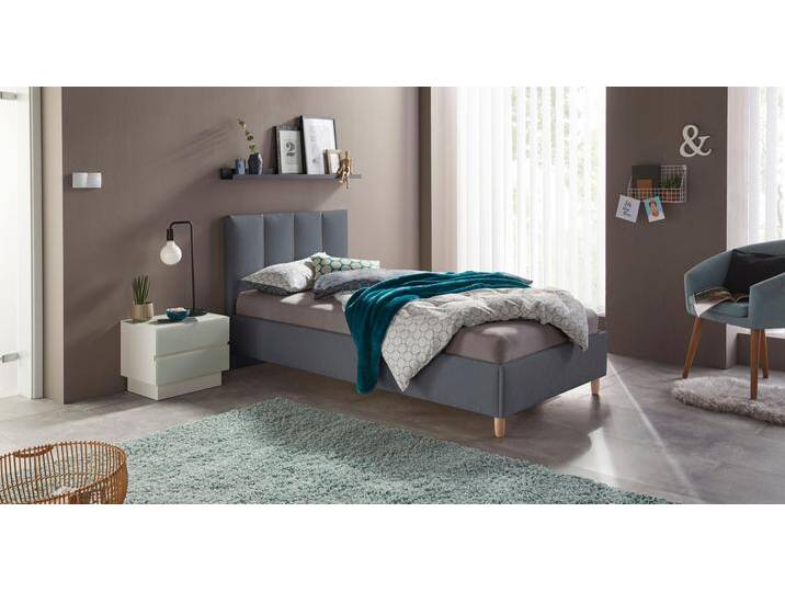 Polsterbett, grau (anthrazit), Strukturstoff, Liegefläche B/L: 100cm x 200cm, H2 + H2, 7-Zonen-Kaltschaummatratze, WESTFALIA SCHLAFKOMFORT, Betten von BAUR