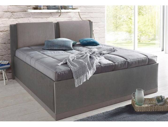 Polsterbett, grau (dunkelgrau, hellgrau), B:197cm L:212cm, Bezug Bett: Microfaser (100% Polyester), Bonnell-Federkernmatratze: Frottee (100% Polyester), Tonnentaschen-Federkernmatratze: 80% Baumwolle und 20% Polyester, Bezug abnehm- und waschbar bis 60u00b0C, Tagesdecke: Microfaser (100% Polyester), WESTFALIA SCHLAFKOMFORT, Betten, Polsterbett Polsterbett mit Bettkasten, mit Bettkasten und Tagesdecke von BAUR