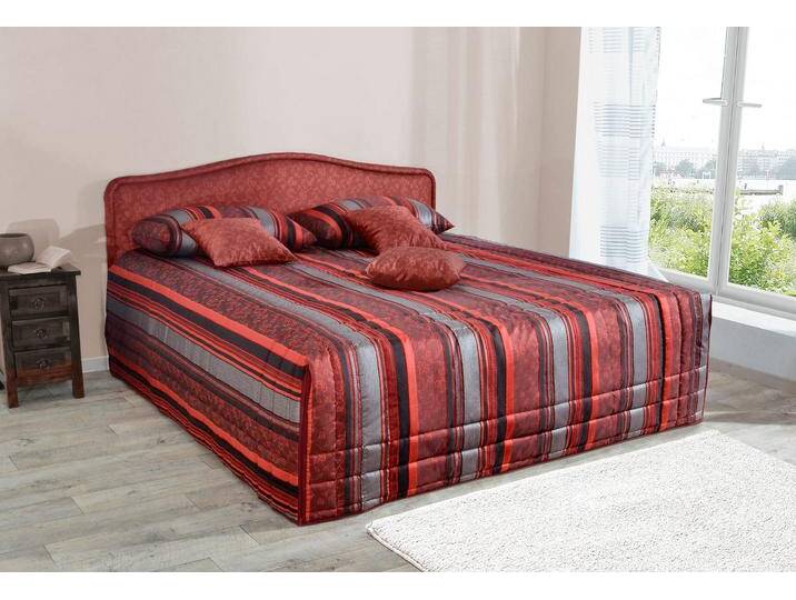 Polsterbett, rot, B:150cm L:210cm, Bezug Bett: Jacquard-Webstoff (100% Polyester);Bonnell-Federkernmatratze: Mischgewebe (51% Polyprophlen, 39% Polyester, 10% Baumwolle);Kaltschaummatratze: Frottee (100% Polyester), Bezug abnehm- und waschbar bis 60C;Tagesdecke: Jacquard-Webstoff (100% Polyester), WESTFALIA SCHLAFKOMFORT, Betten, H2 wählbar zwischen Kaltschaum oder Bonnell-Federkernmatratze von BAUR