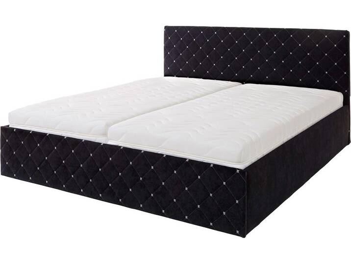 Polsterbett, schwarz, B:150cm L:212cm, Bezug Bett: Microfaser (100% Polyester);Bonnell-Federkernmatratze: 51% Polypropylen, 39% Polyester, 10% Baumwolle;Kaltschaummatratze: 100% Polyester, Bezug abnehm- und waschbar bis 60C, WESTFALIA SCHLAFKOMFORT, Betten, inkl. Bettkasten bei Ausführung mit Matratze von BAUR