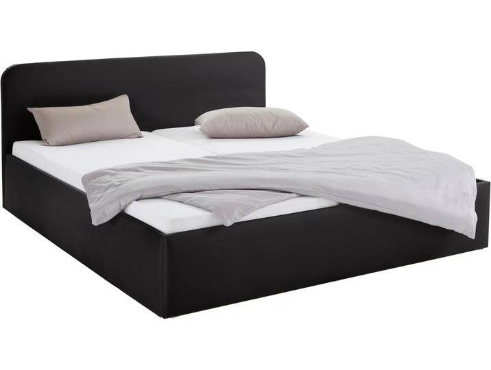 Polsterbett, schwarz, B:210cm L:210cm, Bezug Bett: wahlweise Microfaser (100% Polyester), Strukturstoff (77% Polyester, 23% Viskose) oder Kunstleder, Bonnell-Federkernmatratze: Mischgewebe (51% Polyprophlen, 39% Polyester, 10% Baumwolle), Kaltschaummatratze: Frottee (100% Polyester), Bezug abnehm- und waschbar bis 60u00b0C, WESTFALIA SCHLAFKOMFORT, Betten, inkl. Bettkasten bei Ausführung mit Matratze von BAUR