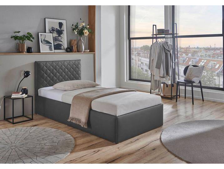 Polsterbett Danzig , grau (anthrazit), L:210cm, Bezug: Kunstleder 100% Polyurethan, Polsterung: Polsterwatte, Material Gestell: gepolsterter Holzwerkstoff, WESTFALIA SCHLAFKOMFORT, Betten, wählweise mit Bettkasten, Härtegrade H2,H3 & H4 wählbar von BAUR