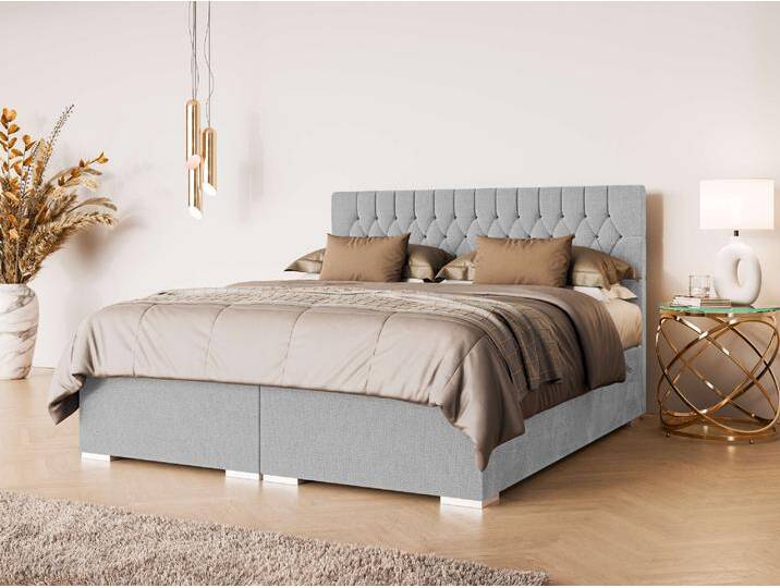 Polsterbett LEONIQUE ALIY mit Matratze und Topper, in 3 Breiten (140, 160 und 180 cm) , grau, B:188cm H:122cm L:209cm, 100% Polyester, Betten, Boxspringbett mit Kopfteil, Bettkasten, Matratze (BFK/TFK) und Topper von BAUR