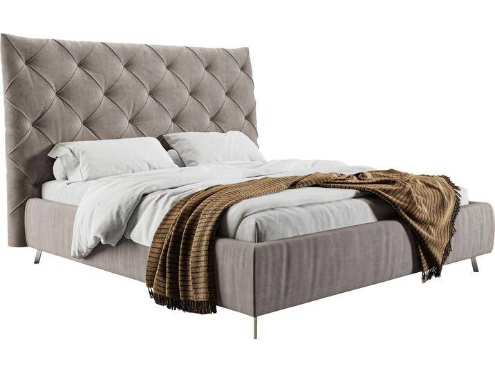 Polsterbett PLACES OF STYLE Elloree, in 4 Breiten, hinten mit Originalstoff bezogen, auch in Leder , silber (silberfarben), B:236cm H:143cm L:234cm, 100% Polyester, Betten, Polsterbett Polsterbett ohne Bettkasten, Kopfteilhöhe 143cm, belastbar bis 280 kg, auch in Überlänge 220cm von BAUR