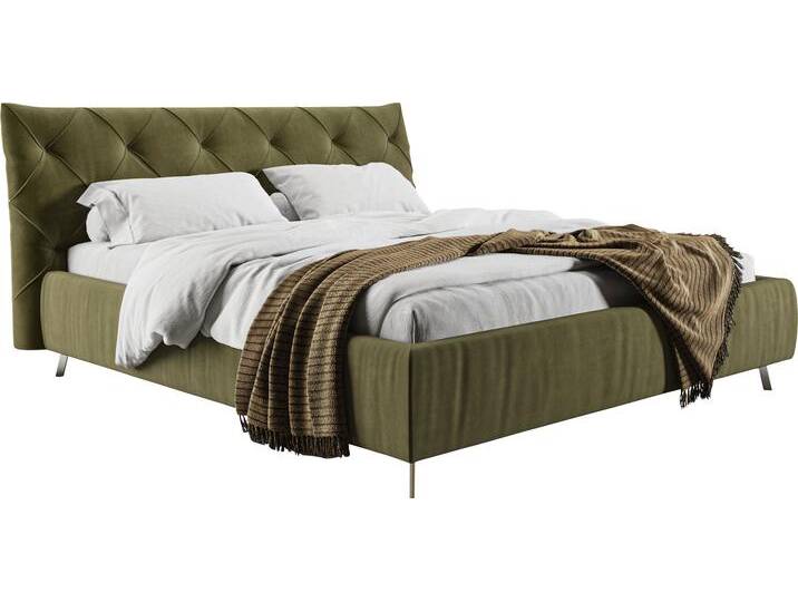 Polsterbett PLACES OF STYLE Elloree in 4 Breiten bis 200cm, auch in Leder , grün (oliv), B:236cm H:105cm L:254cm, 100% Polyester, Betten, Boxspringbett, Kopfteilhöhe 105cm, belastbar bis 280 kg, auch in Überlänge 220cm von BAUR