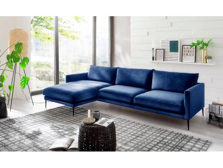 Polsterecke TRENDS BY HG Svea L-Form , blau, B:288cm H:80cm T:155cm, Sofas, Recamiere rechts oder links, mit Metallfuß, frei im Raum stellbar von BAUR