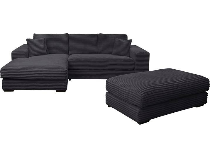 Polstergarnitur WERK2 Eden L-Form + Hocker. Mega Couch Breite 286cm, Cord , schwarz (schwarz, schwarz), B:286cm H:84cm T:184cm, 100% Polyester, Sitzmöbel-Sets, Ecksofa Big-Sofa, Design Ecksofa + Hocker in Cord mit besonders weichem Sitzkomfort von BAUR