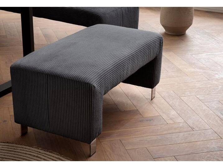 Polsterhocker EXXPO - SOFA FASHION Intenso, Hocker, modern, wahlweise in Leder oder Textil , grau (anthrazith), B:100cm H:50cm T:53cm, NaturLeder, Strukturstoff (Zusammensetzung: Polyester 100%), Luxus-Microfaser (Zusammensetzung: Aufgeflockte 100% Polyester Schicht mit Prägung), Cord (Zusammensetzung: Polyester 100%), Hocker, hohe Bodenfreiheit, frei im Raum stellbar, hoher Sitzkomfort von BAUR