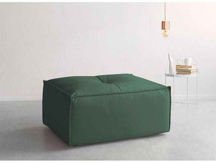 Polsterhocker RAUM.ID Monolid , grün (dunkelgrün), B:88cm H:42cm T:64cm, 100% Polyester, Hocker, als Modul oder separat verwendbar, für individuelle Zusammenstellung von BAUR