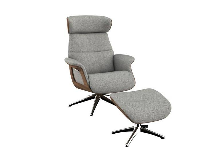 Relaxsessel FLEXLUX Rücken u. Kopfverstellung, ergonomisch, Airchannels, klasse Komfort , grau (sophisto grau), B:83cm H:59cm T:125cm, 100% Polyester, Sessel, Rücken- & Kopfteilverstellung, Drehbar, Armlehne Walnuss, Fuß Alu von BAUR