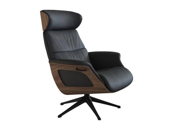 Relaxsessel FLEXLUX Clement Rücken u. Kopfverstellung, ergonomisch, Airchannels , schwarz (deep balck), Sessel, Echtleder, Kopfstützenverstellung Rückteilverstellung, B/H/T: 83cm x 65cm x 125cm, 100% Echteder, Lederoptik, Rücken- & Kopfteilverstellung, Drehbar, Armlehne Walnuss, Fuß Schwarz, B:83cm H:65cm T:125cm von BAUR
