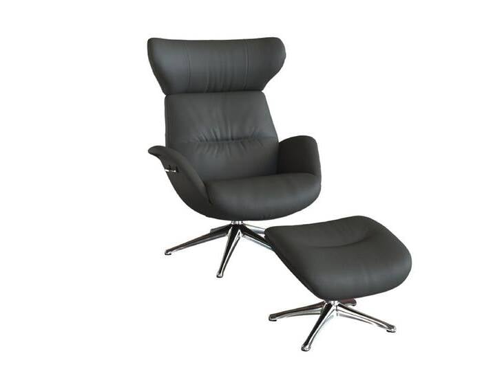 Relaxsessel FLEXLUX Fernsehsessel More, ergonomisch, drehbar, robuster Fuß, Scandi , grau (warm mineral grau), B:90cm H:107cm T:89cm, 100% Echtleder, Sessel, Premium Komfort, Rücken- und Kopfteilverstellung, Drehbar, Fuß Alu von BAUR