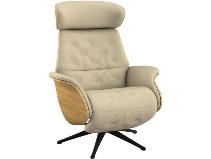 Relaxsessel FLEXLUX Volden elektrischer Funktionsessel , beige (sandy beige), B:81cm H:111cm T:90cm, 100% Polyester, Sessel, Größe M, Rücken & Fußteil elektrisch, Akku, Arml. Eiche, Fuß schwarz von BAUR
