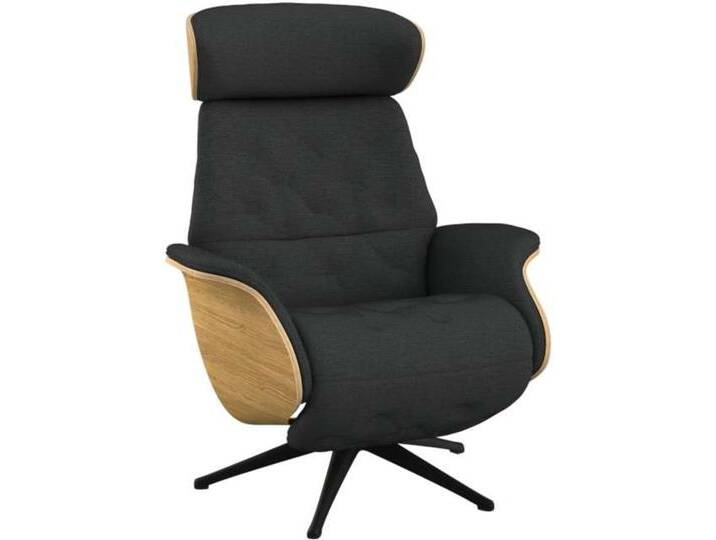 Relaxsessel FLEXLUX Volden elektrischer Funktionsessel , grau (dervit grau), B:81cm H:111cm T:90cm, 100% Polyester, Sessel, Größe M, Rücken & Fußteil elektrisch, Akku, Arml. Eiche, Fuß schwarz von BAUR