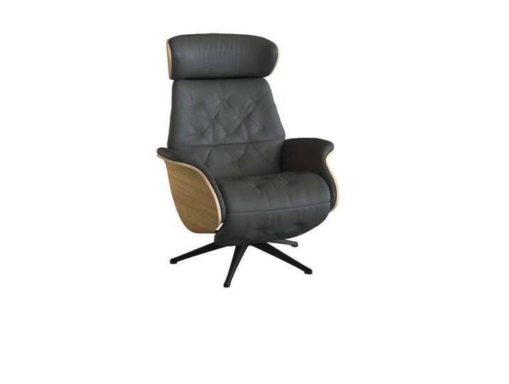 Relaxsessel FLEXLUX Volden elektrischer Funktionsessel , grau (warm mineral grau), B:81cm H:111cm T:90cm, Sessel, Größe M, Rücken & Fußteil elektrisch, Akku, Arml. Eiche, Fuß schwarz von BAUR