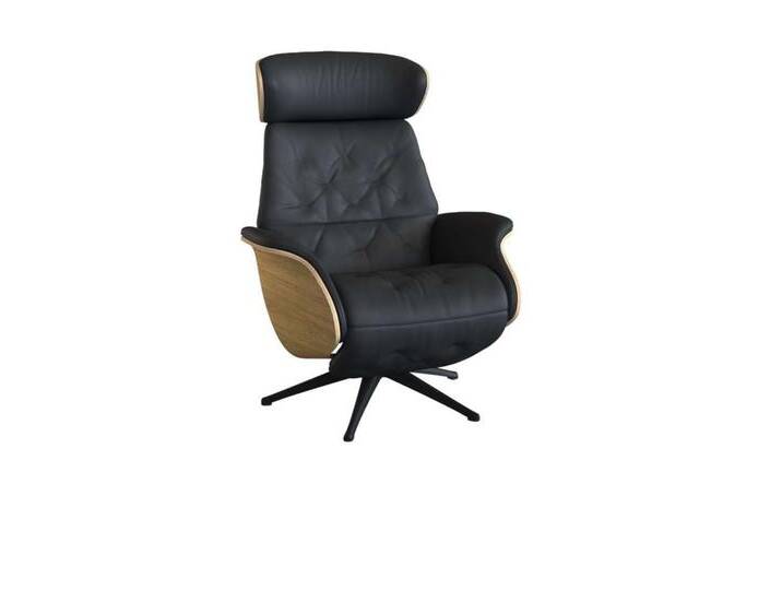 Relaxsessel FLEXLUX Volden elektrischer Funktionsessel , schwarz (deep schwarz), B:81cm H:111cm T:90cm, Sessel, Größe M, Rücken & Fußteil elektrisch, Akku, Arml. Eiche, Fuß schwarz von BAUR