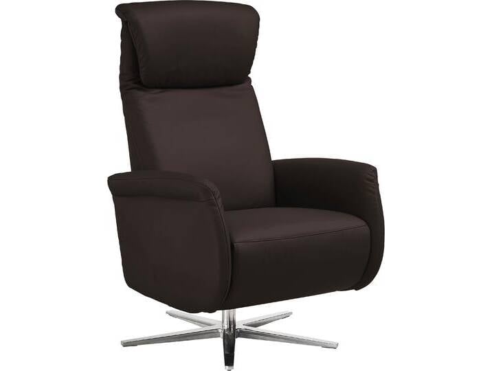 Relaxsessel PLACES OF STYLE Cartore Chromfuß, mit manueller oder motorischer Verstellung mit Akku , braun (chocolate), B:77cm H:119cm T:93cm, Sessel, drehbar, hochwertiger Kaltschaum, Drehsessel von BAUR