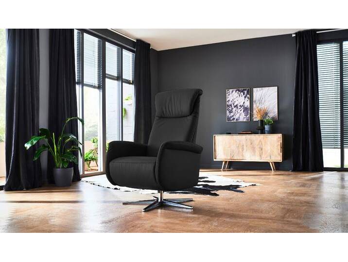 Relaxsessel PLACES OF STYLE Cartore Chromfuß, mit manueller oder motorischer Verstellung mit Akku , schwarz, B:77cm H:119cm T:93cm, Sessel, drehbar, hochwertiger Kaltschaum, Drehsessel von BAUR