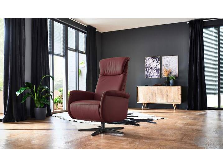 Relaxsessel PLACES OF STYLE Cartore Fuß schwarz, manuelle oder motorische Verstellung mit Akku , rot (cherry), B:77cm H:119cm T:93cm, Sessel, drehbar, hochwertiger Kaltschaum, Drehsessel von BAUR