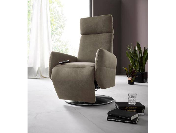Relaxsessel PLACES OF STYLE Kobra , grau (taupe), B:71cm H:108cm T:82cm, Luxus-Kunstleder, NaturLEDER (echtes Rindsleder), Luxus-Microfaser Vintageoptik (100% Polyester), kein typischer Microfaser Bezug, Sessel, in Größe S, wahlweise mit Motor und Aufstehhilfe von BAUR
