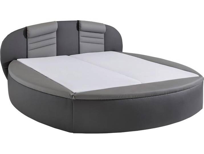Rundbett, grau (dunkelgrau, hellgrau), B:220cm L:230cm, Bezug Bett: Kunstleder, Bonnell-Federkernmatratze: 51% Polypropylen, 39% Polyester, 10% Baumwolle, Kaltschaummatratze: 100% Polyester, Bezug abnehm- und waschbar bis 60u00b0C, WESTFALIA SCHLAFKOMFORT, Betten, mit Bettkasten von BAUR