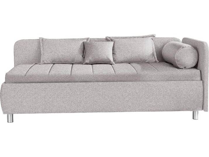 Schlafsofa ALINA Kiana , grau (platingrau tmd 19), B:207cm H:80cm T:102,5cm, Struktur TMD (100% Polyester), Sofas, mit Bettkasten und Zierkissen, Liegefläche 90/200 cm oder 100/200 cm von BAUR