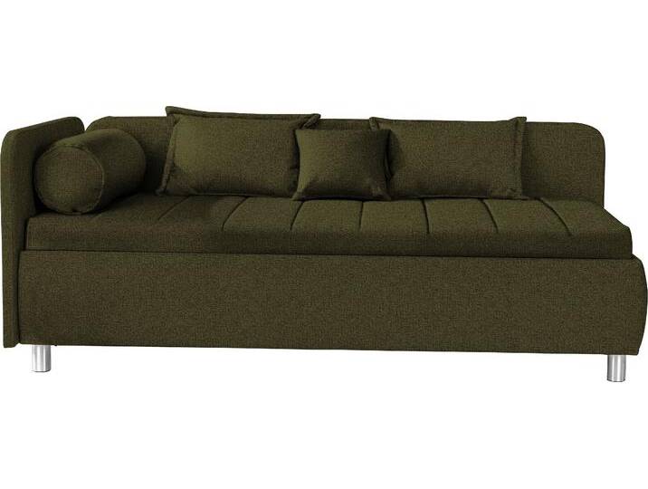Schlafsofa ALINA Kiana , grün (olivgrau tmd 3), B:207cm H:80cm T:112,5cm, Struktur TMD (100% Polyester), Sofas, mit Bettkasten und Zierkissen, Liegefläche 90/200 cm oder 100/200 cm von BAUR