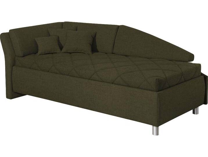 Schlafsofa ALINA Lindsay , grün (olivgrau tmd 3), B:223cm H:80cm T:102cm, Struktur TMD (100% Polyester), Sofas, Bettkasten, Zierkissen-Set aus: 2 Stk. 40x40cm, 1 Stk. 30x30cm von BAUR