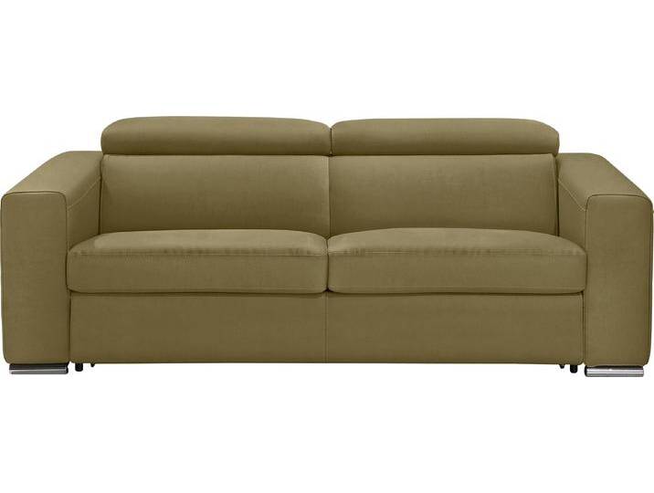 Schlafsofa EGOITALIANO Cabiria, Design und super Sitz- und Liegekomfort , grün (pistazie), B:226cm H:97cm T:103cm, Luxus-Micofaser Lederoptik (100% Polyester) ist ein neues technisches Gewebe mit einem visuellen und taktilen Aspekt, der dem Nubuk sehr nahe kommt, mit innovativen Eigenschaften. Seine außerordentliche Weichheit kommt von einem exklusiven Produktionsprozess, der Unreinheiten und Unregelmäßigkeiten beseitigt. Das Ergebnis ist eine bemerkenswert samtige Faser, die durch das Vorhandensein von Körnern verstärkt wird. Von der einfarbigen Eleganz der warmen Farben und der Vielfalt an trendigen Farben, die es zu seiner eigenen Stärke und Persönlichkeit machen., Sofas, Sofa inkl. Schlaffunktion, Kopfteile verstellbar, mit Metallfüßen von BAUR