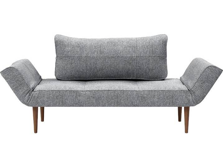 Schlafsofa INNOVATION LIVING ™ Zeal Designsofa mit verstellbaren Armlehnen , grau (granite), B:200cm H:61cm T:70cm, Web SOFT (100% Polyester), Web fein FLASHTEX (100% Polyester), Web grob TWIST (100% Polypropylen), Web fein NIST (96% Polyester, 4% Leinen), Sofas, im Scandinavian Design, Styletto Beine, inklusive Rückenkissen von BAUR