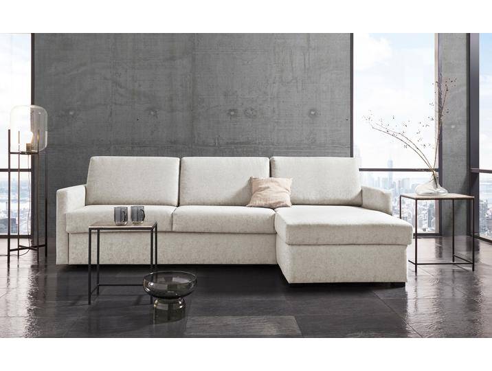 Schlafsofa PLACES OF STYLE GOLDPOINT Ecksofa 264 cm, Liegefläche (140/200cm), L-Form , beige (sand), B:264cm H:85cm T:157cm, Stuktur weich (100% Polyester), Luxus-Microfaser (100% Polyester), Sofas, Bettfunktion, Bonell-Federkernmatratze und Dauerschläfer-Funktion von BAUR