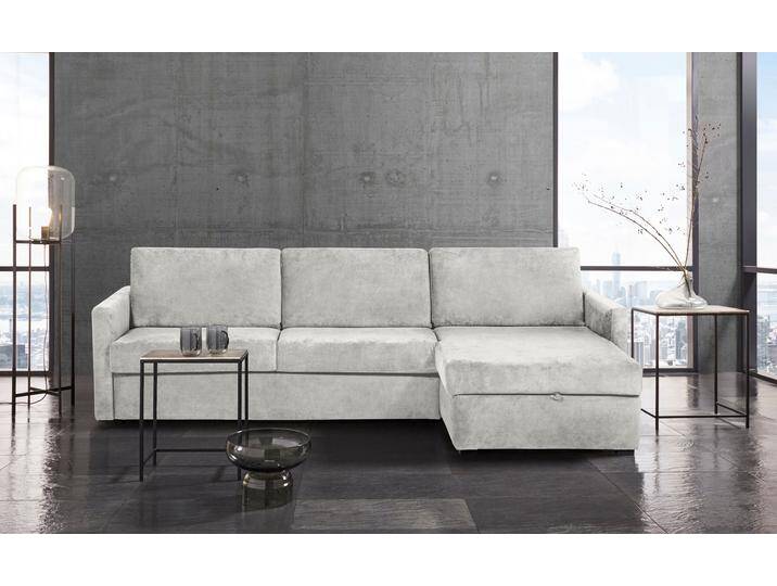 Schlafsofa PLACES OF STYLE GOLDPOINT Ecksofa 264 cm, Liegefläche (140/200cm), L-Form , silber, B:264cm H:85cm T:157cm, Stuktur weich (100% Polyester);Luxus-Microfaser (100% Polyester), Sofas, Bettfunktion, Bonell-Federkernmatratze und Dauerschläfer-Funktion von BAUR