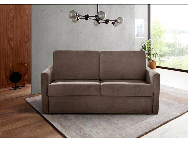 Schlafsofa PLACES OF STYLE Goldpoint 162 cm, Dauerschläfer, Liegefläche 120/200cm , braun, B:162cm H:85cm T:100cm, Struktur weich: (100% Polyester), Luxus-Microfaser weich: (100% Polyester), Sofas, 2-Sitzer mit Dauerschläfer-Funktion, Bonell-Federkernmatratze von BAUR