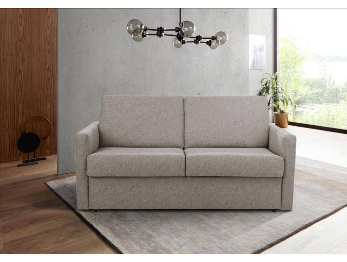 Schlafsofa PLACES OF STYLE Goldpoint 162 cm, Dauerschläfer, Liegefläche 120/200cm , braun (hellbraun), B:162cm H:85cm T:100cm, Struktur weich: (100% Polyester), Luxus-Microfaser weich: (100% Polyester), Sofas, 2-Sitzer mit Bettfunktion, Bonell-Federkernmatratze von BAUR