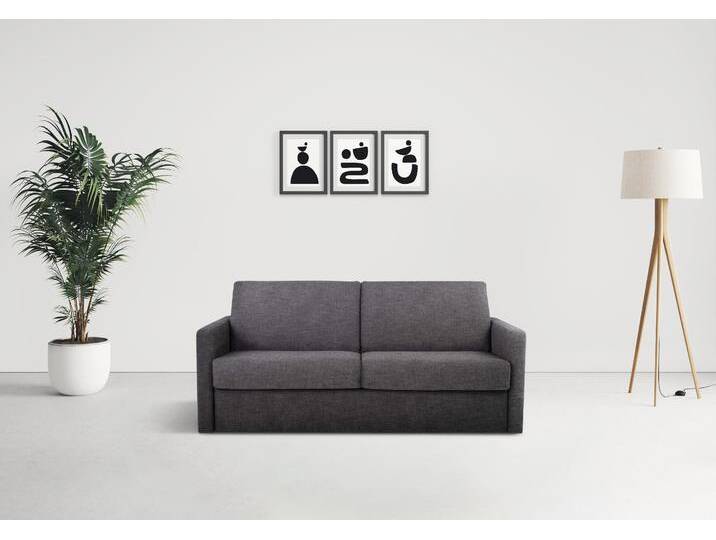 Schlafsofa PLACES OF STYLE Goldpoint 162 cm, Dauerschläfer, Liegefläche 120/200cm , grau (anthrazit), B:162cm H:85cm T:100cm, 85% PES. 15% Polypropylene, Sofas, 2-Sitzer mit Bettfunktion, Bonell-Federkernmatratze von BAUR