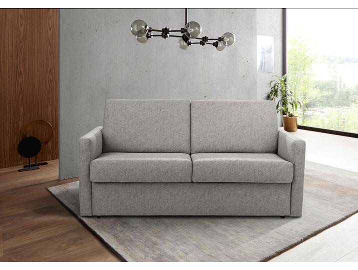 Schlafsofa PLACES OF STYLE Goldpoint 162 cm, Dauerschläfer, Liegefläche 120/200cm , grau (hellgrau), B:162cm H:85cm T:100cm, Struktur weich: (100% Polyester), Luxus-Microfaser weich: (100% Polyester), Sofas, 2-Sitzer mit Dauerschläfer-Funktion, Bonell-Federkernmatratze von BAUR
