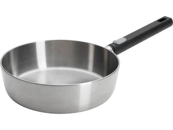 Schmorpfanne WOLL Logic Steel , silber (silberfarben, schwarz), H:7cm Ø:24cm, Pfannen, 5-Schicht-Aufbau von BAUR