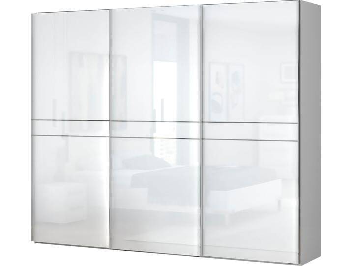 Schwebetürenschrank PLACES OF STYLE Piano, FSC-zertifiziert, mit Einlegeböden und Kleiderstangen , weiß (weiß hochglanz), B:272cm H:224cm T:61cm, Spanplatte, Schränke, UV lackiert, hochglänzend, mit Soft-Close Funktion, in beige oder weiß von BAUR