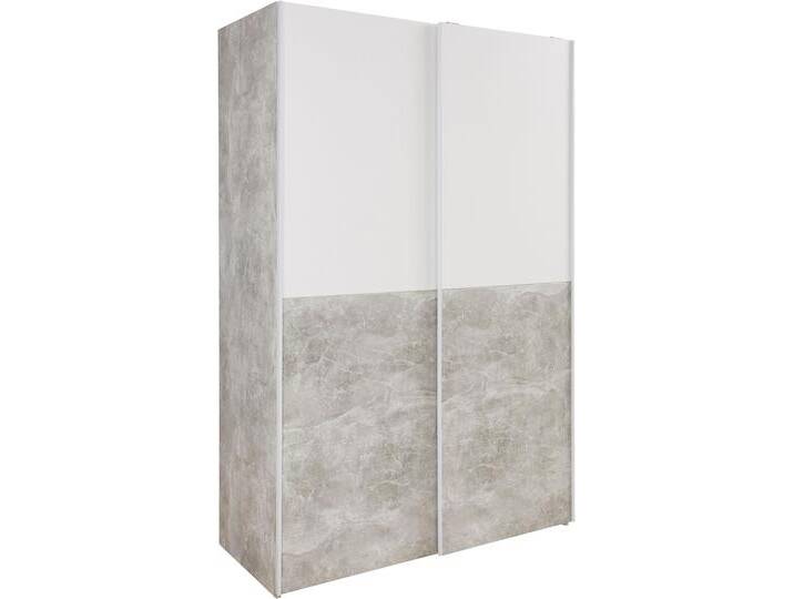 Schwebetürenschrank SCHLAFKONTOR, grau (weiß, betonfarben), B:125cm H:196cm T:62cm, Holzwerkstoff, Schränke von BAUR