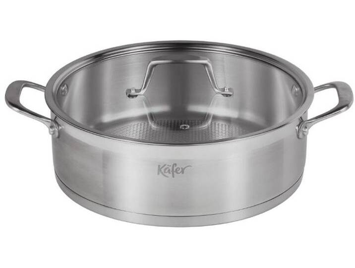 Servierpfanne KÄFER Käfer Pfanne aus Edelstahl , silber (silberfarben), H:9cm Ø:28cm, Pfannen, Ø 28 cm, Wabenboden, recycelter Edelstahl, induktionsfähig von BAUR