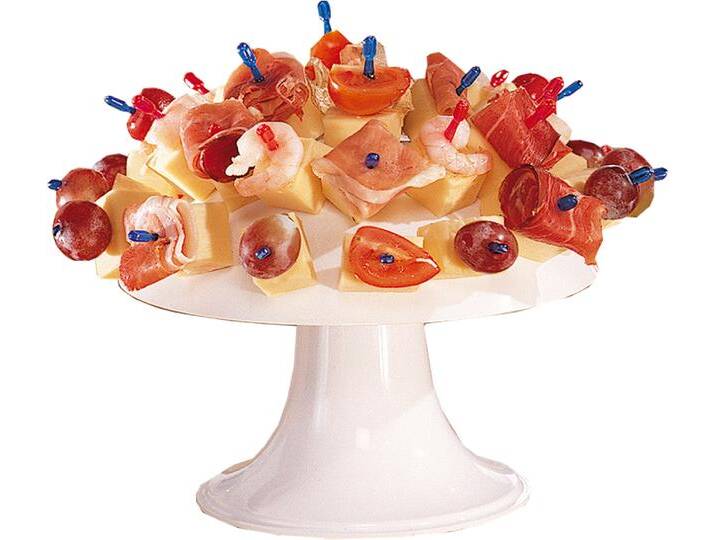 Servierplatte RUCO, weiß, H:14cm Ø:17cm, Kunststoff, Servierplatten, Partypilz mit 32 Spießen - 2er Set Servierplatte RUCO, weiß, H:14cm Ø:17cm, Kunststoff, Servierplatten, Partypilz mit 32 Spießen - 2er Set von BAUR